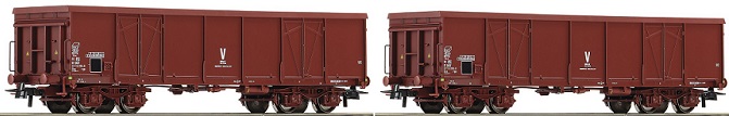 Set de 2 wagons tombereaux transport de ballast marquage V - 